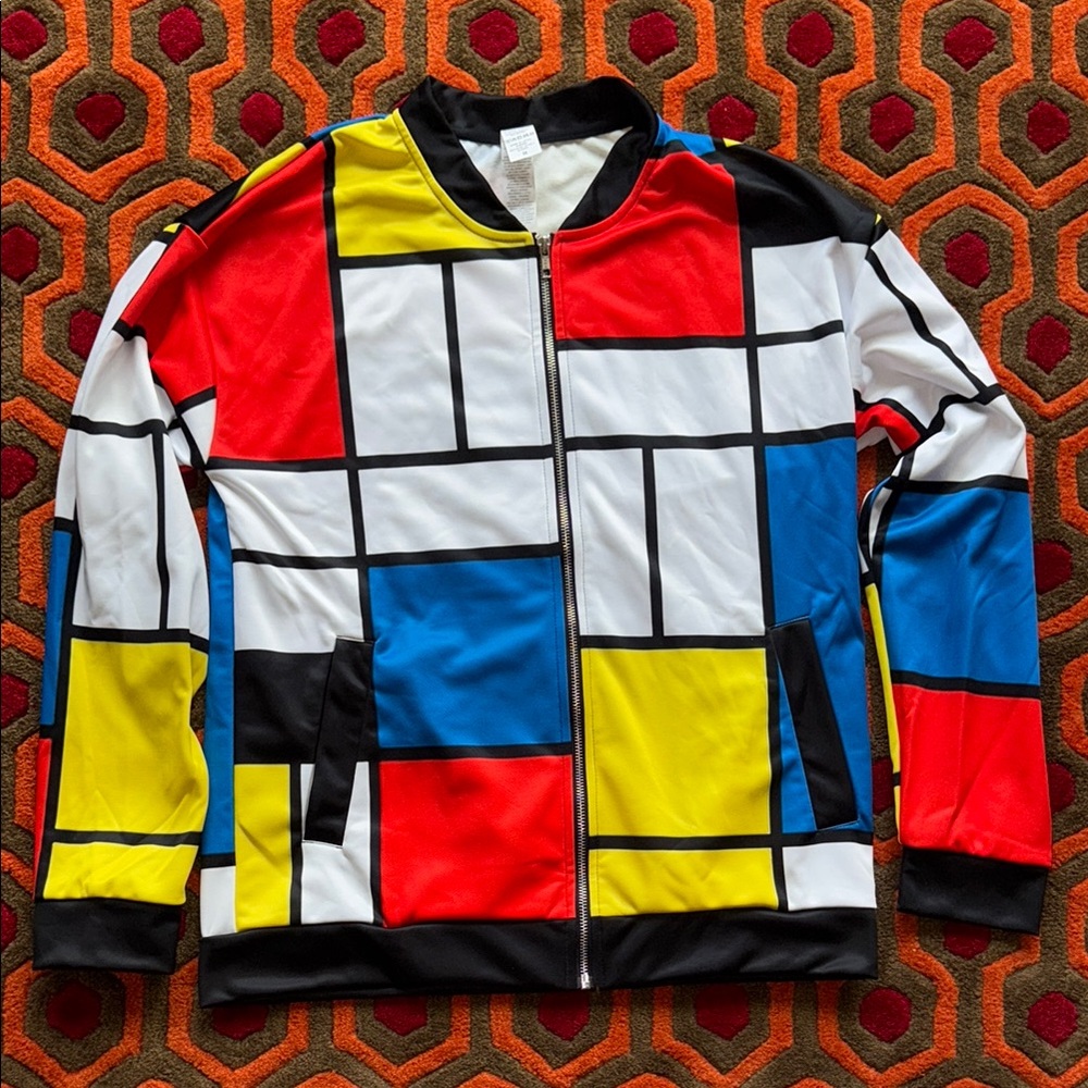 Mondrian Colorful Geometric Men's Track Jacket Men's Medium sublimation